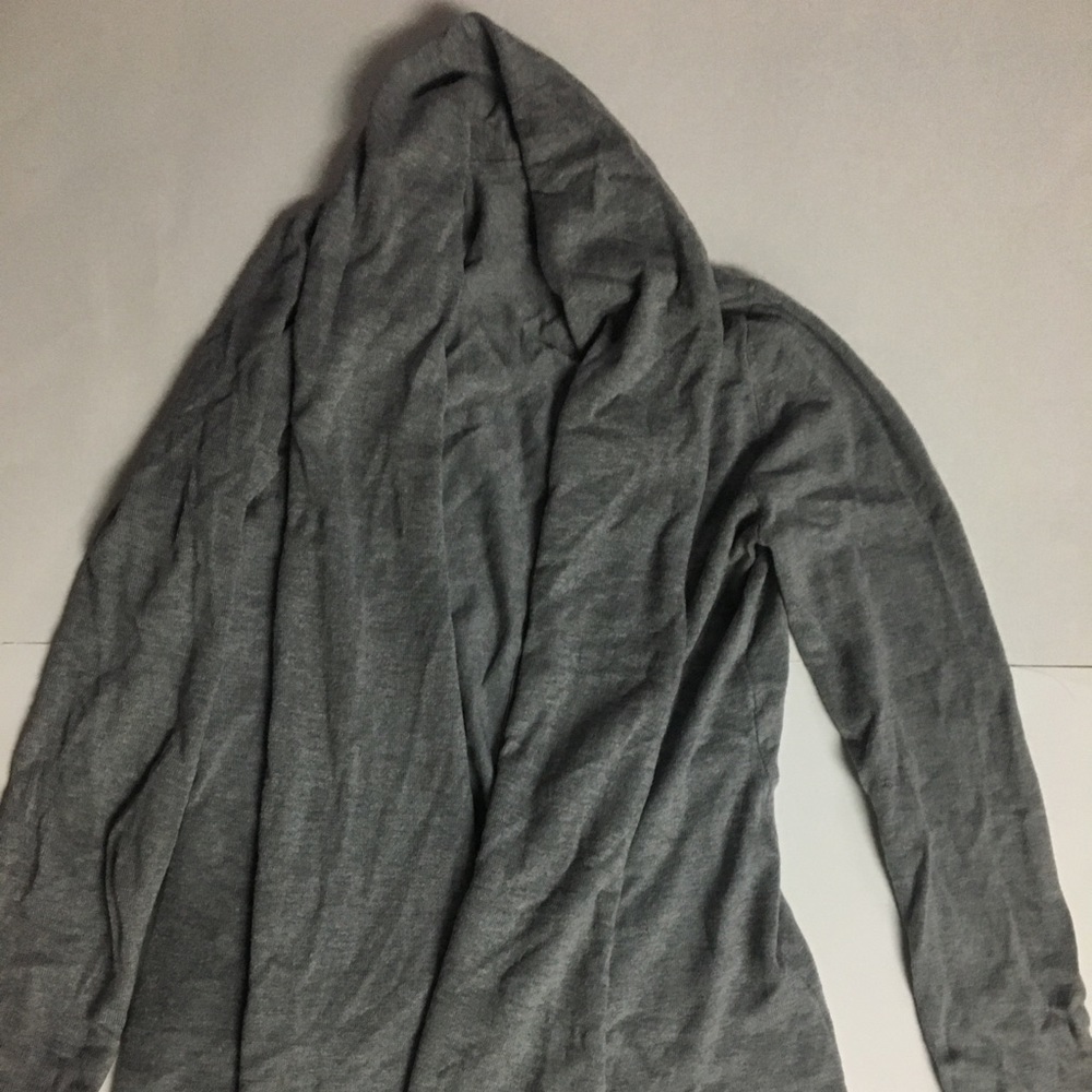 Joan Vass Women's Gray Open Front Long Sleeve Cardigan Sweater Size Small